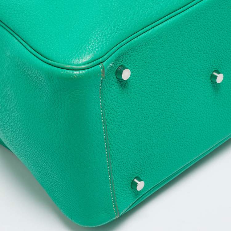 Pre Owned Hermes Menthe/Gris Tourterelle Taurillon Clemence Leather Palladium Finish Lindy 34 Bag
