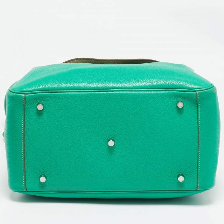 Pre Owned Hermes Menthe/Gris Tourterelle Taurillon Clemence Leather Palladium Finish Lindy 34 Bag