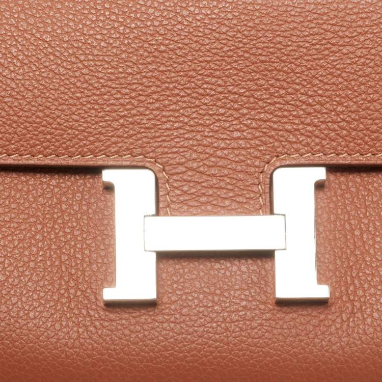 Pre Owned Hermès Blush Evercolor Leather Constance To Go Wallet