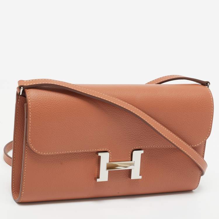 Pre Owned Hermès Blush Evercolor Leather Constance To Go Wallet