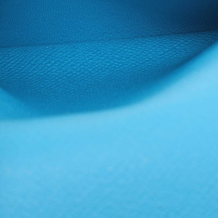 Pre Owned Hermes Bleu Zanzibar Epsom Leather Constance Compact Wallet