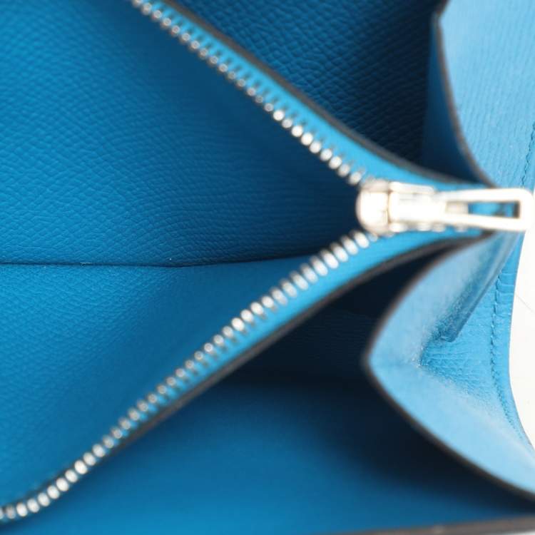 Pre Owned Hermes Bleu Zanzibar Epsom Leather Constance Compact Wallet
