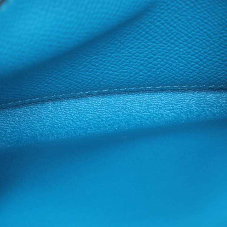Pre Owned Hermes Bleu Zanzibar Epsom Leather Constance Compact Wallet