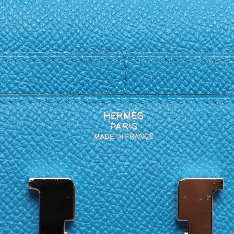 Pre Owned Hermes Bleu Zanzibar Epsom Leather Constance Compact Wallet
