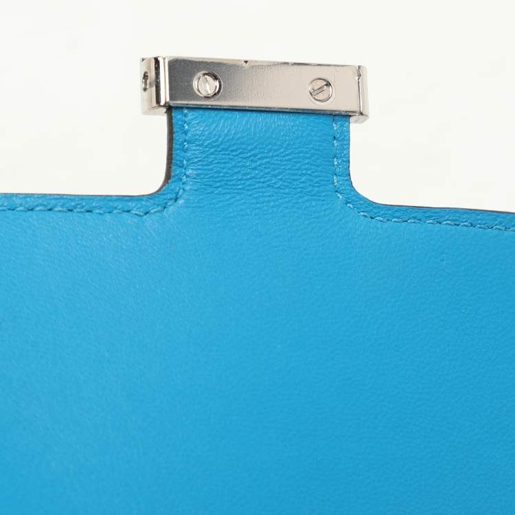 Pre Owned Hermes Bleu Zanzibar Epsom Leather Constance Compact Wallet