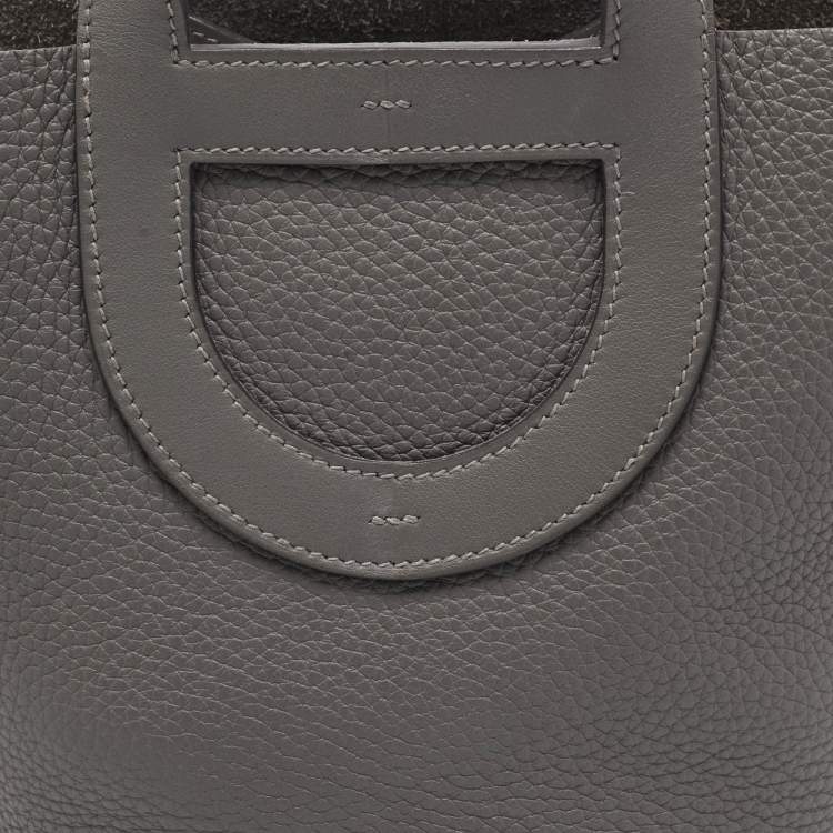 Pre Owned Hermes Gris Meyer Taurillon Clemence and Swift Leather In The Loop 18 Bag