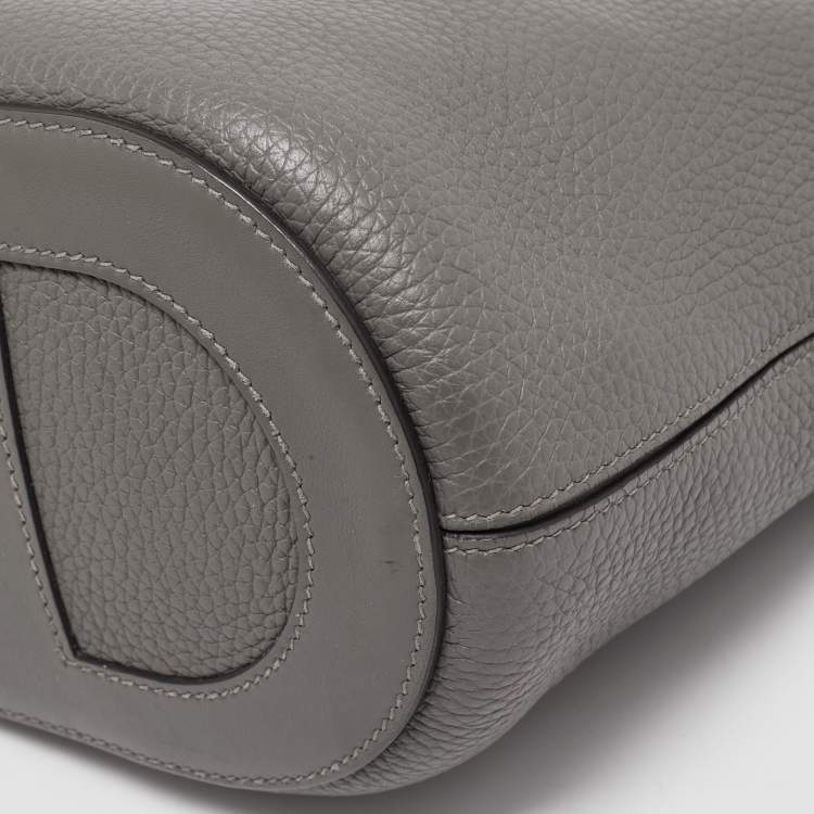 Pre Owned Hermes Gris Meyer Taurillon Clemence and Swift Leather In The Loop 18 Bag
