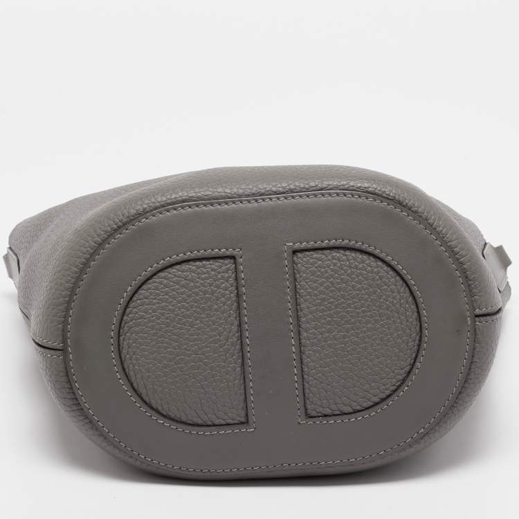 Pre Owned Hermes Gris Meyer Taurillon Clemence and Swift Leather In The Loop 18 Bag