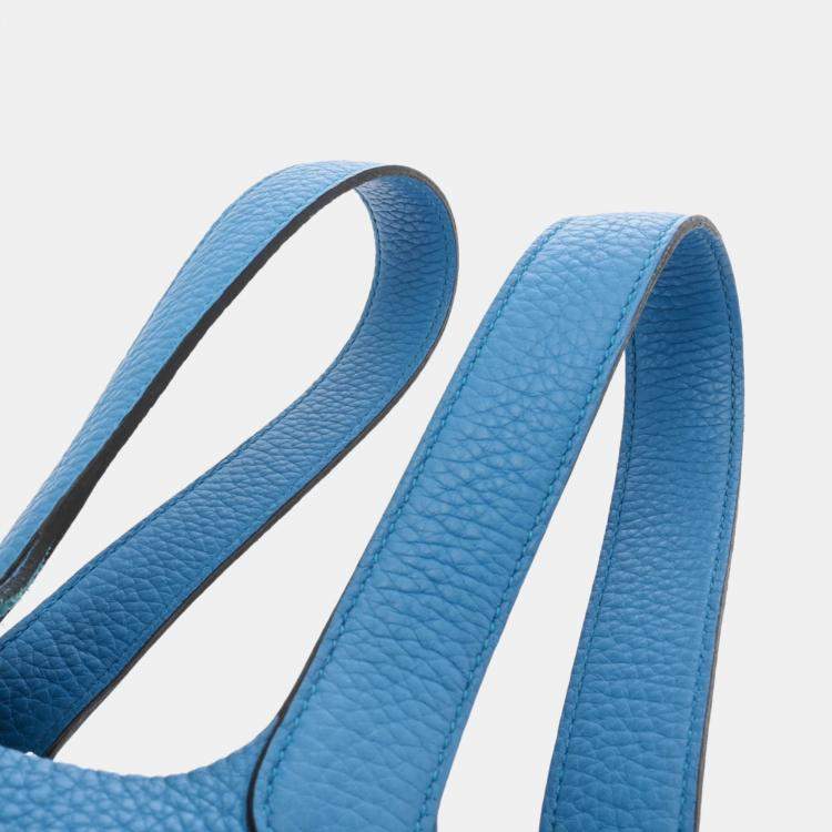 Pre Owned Hermes Blue Zanzibar Taurillon Clemence Picotin Lock 22 Handbag