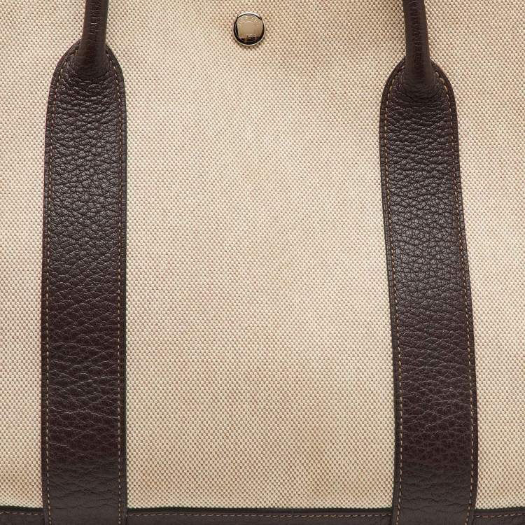 Pre Owned Hermès Natural/Ebene Toile Canvas and Negonda Leather Garden Party 36 Bag
