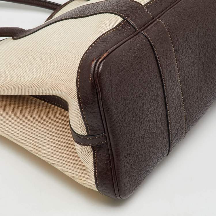 Pre Owned Hermès Natural/Ebene Toile Canvas and Negonda Leather Garden Party 36 Bag