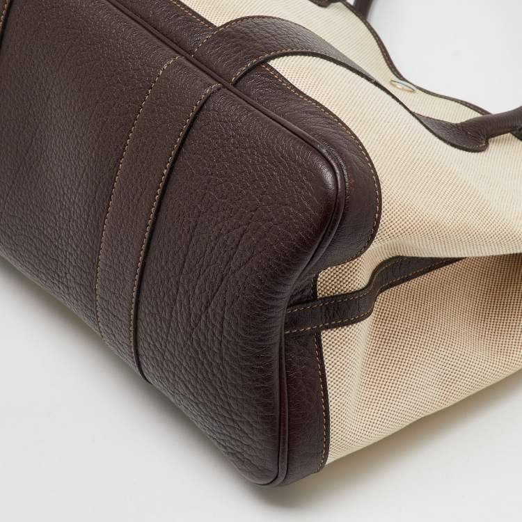 Pre Owned Hermès Natural/Ebene Toile Canvas and Negonda Leather Garden Party 36 Bag