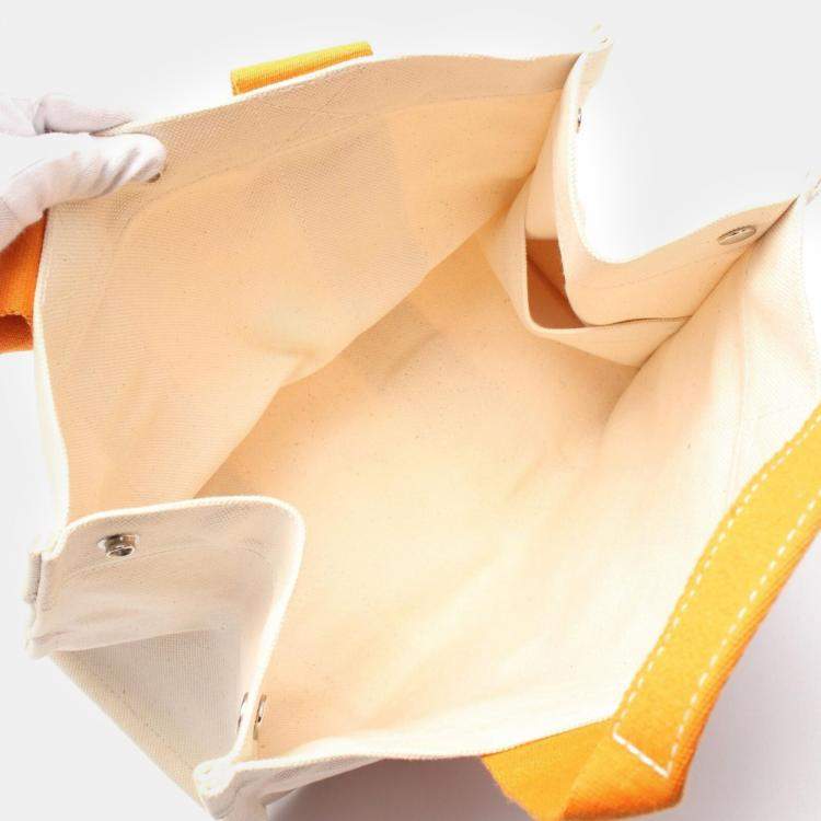 Pre Owned Hermes Canvas Beige Orange Bora Bora PM Tote Bag