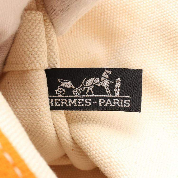 Pre Owned Hermes Canvas Beige Orange Bora Bora PM Tote Bag