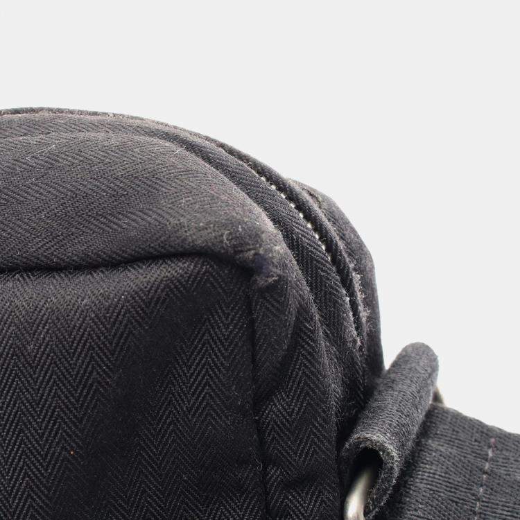 Pre Owned Hermes Black Canvas Leather Acapulco Basas Crossbody Bag