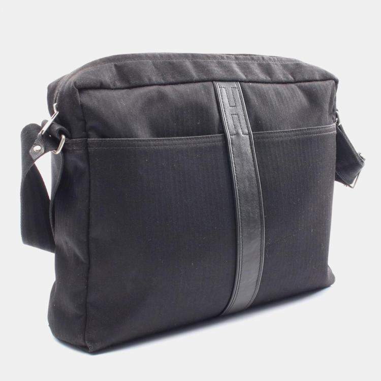 Pre Owned Hermes Black Canvas Leather Acapulco Basas Crossbody Bag