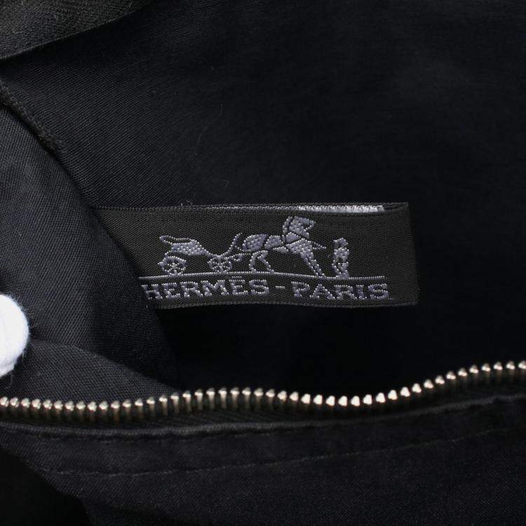 Pre Owned Hermes Black Canvas Leather Acapulco Basas Crossbody Bag