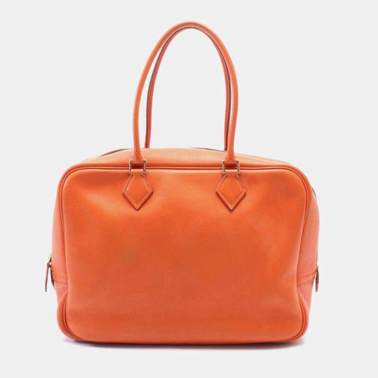 Pre Owned  Hermes Orange Leather Plume 32 Handbag  