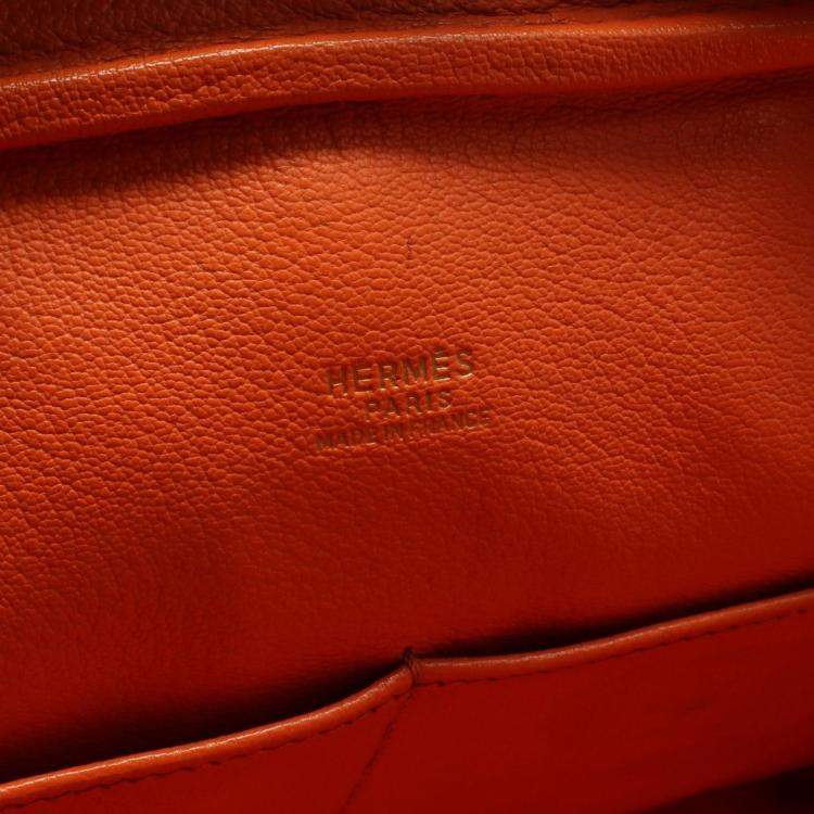 Pre Owned  Hermes Orange Leather Plume 32 Handbag  