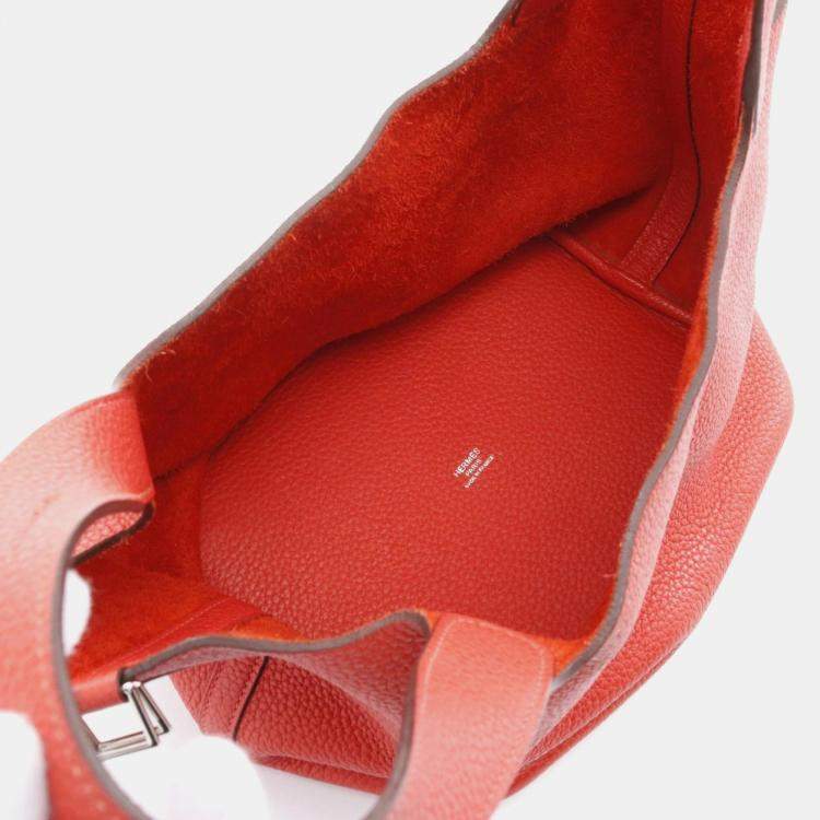 Pre Owned Hermes Red Taurillon Clemence Leather Picotin Lock 22 Handbag 