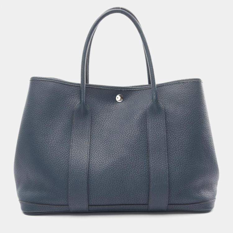 Pre Owned Hermes Navy Negonda Leather Garden Party 36 Tote Bag