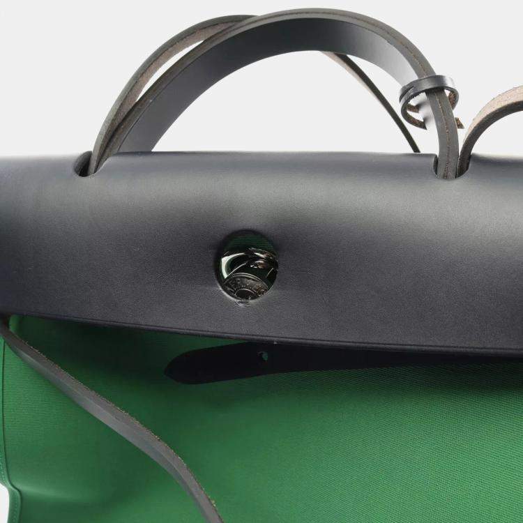 Pre Owned Hermes Hunter Mint D Toile Officie Herbag Zip 31 Shoulder Bag