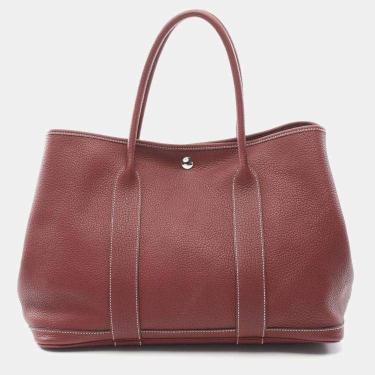 Pre Owned Hermes Rouge H Negonda Leather Garden Party 36 Tote Bag
