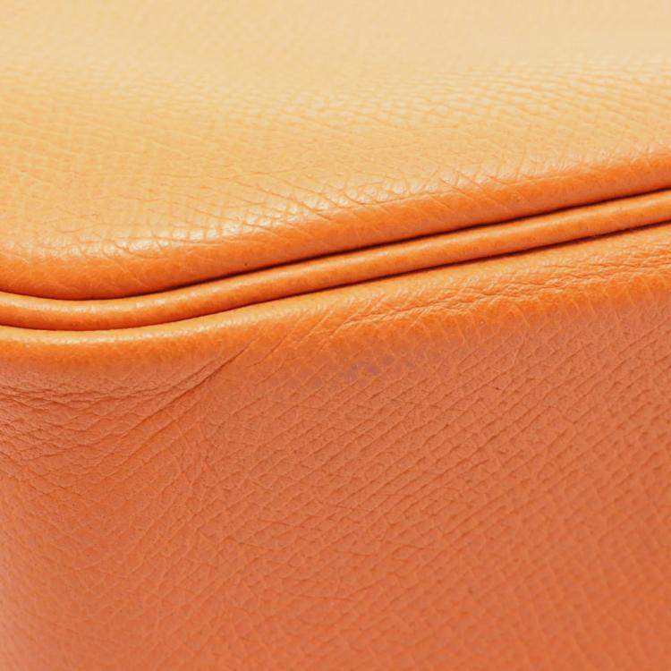 Pre Owned Hermes Orange Epsom Leather Plum Elan 28 Handbag 