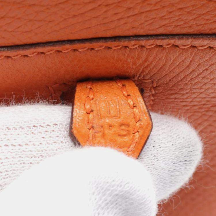 Pre Owned Hermes Orange Epsom Leather Plum Elan 28 Handbag 