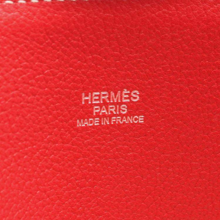 Pre Owned Hermes Red Vermillon Clemence Leather Bolide35 Handbag 