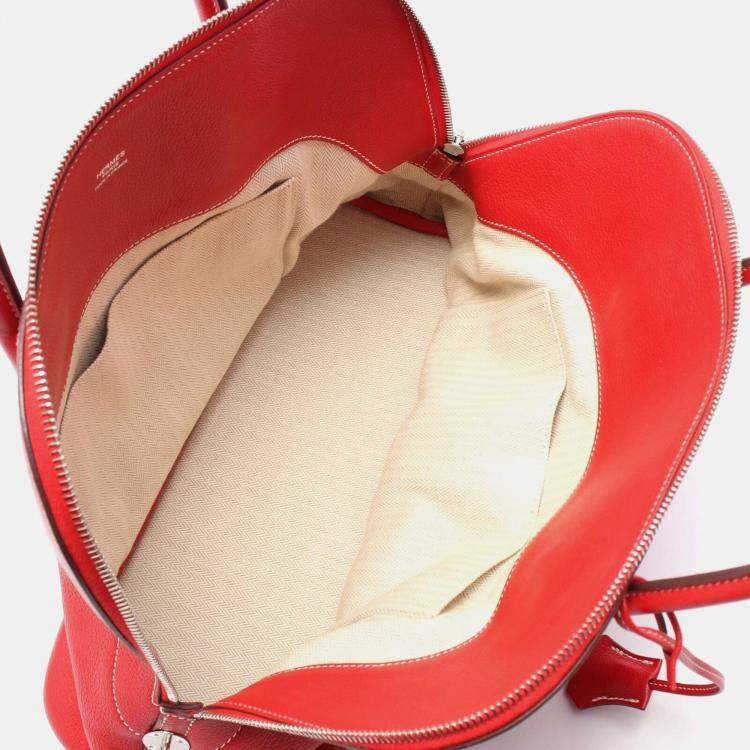 Pre Owned Hermes Red Vermillon Clemence Leather Bolide35 Handbag 
