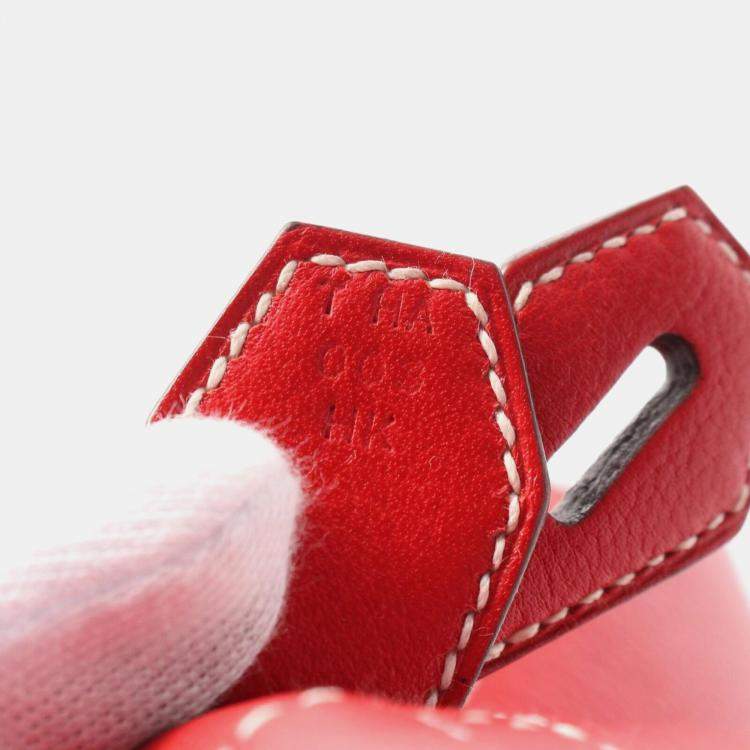 Pre Owned Hermes Red Vermillon Clemence Leather Bolide35 Handbag 
