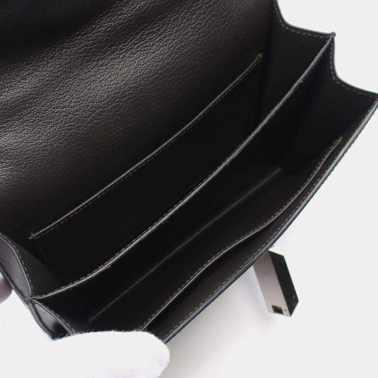Pre Owned Hermes Black Calf Leather Shoulder Crossbody Bag 