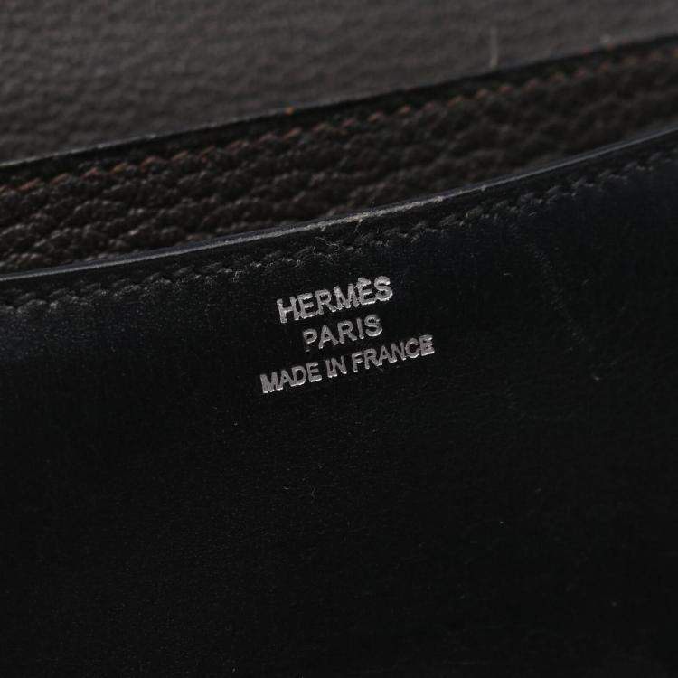 Pre Owned Hermes Black Calf Leather Shoulder Crossbody Bag 