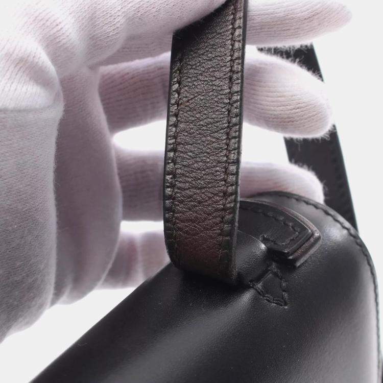 Pre Owned Hermes Black Calf Leather Shoulder Crossbody Bag 
