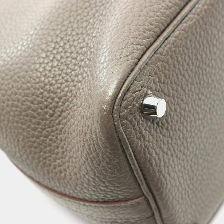 Pre Owned Hermes Etain Taurillon Clemence Picotin Lock 18 Handbag