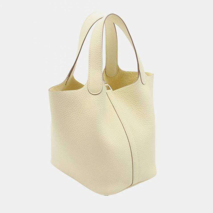 Pre Owned Hermes Yellow Tone Taurillon Clemence Leather Picotin Lock 18 Handbag