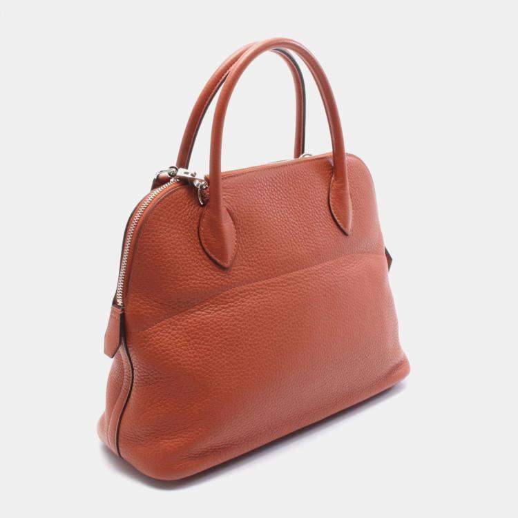 Pre Owned Hermes Brown Clemence Leather Bolide 31 Shoulder Bag