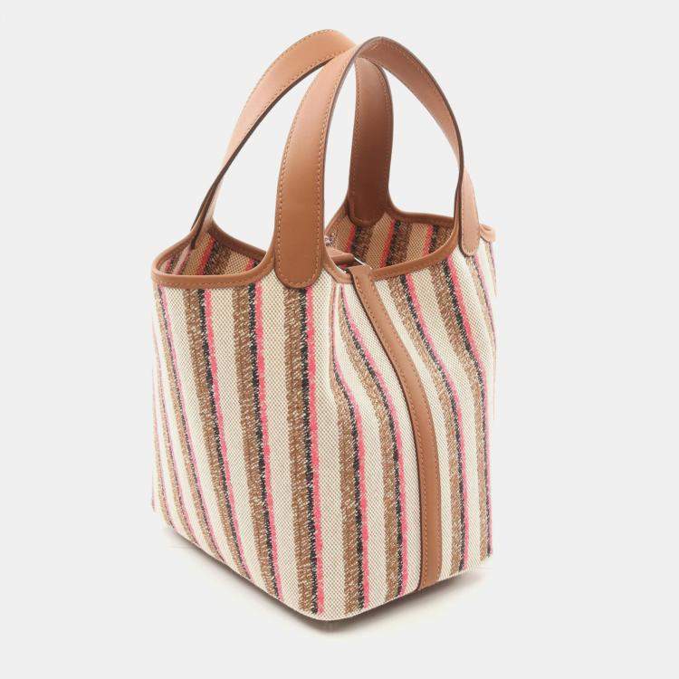 Pre Owned Hermes Multicolor Toile H Swift Leather Picotin Lock 18 Bag
