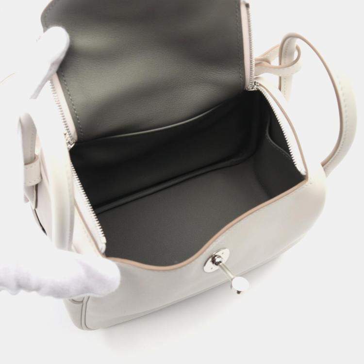 Pre Owned Hermes Gris Pale Swift Leather Lindy Mini Shoulder Bag