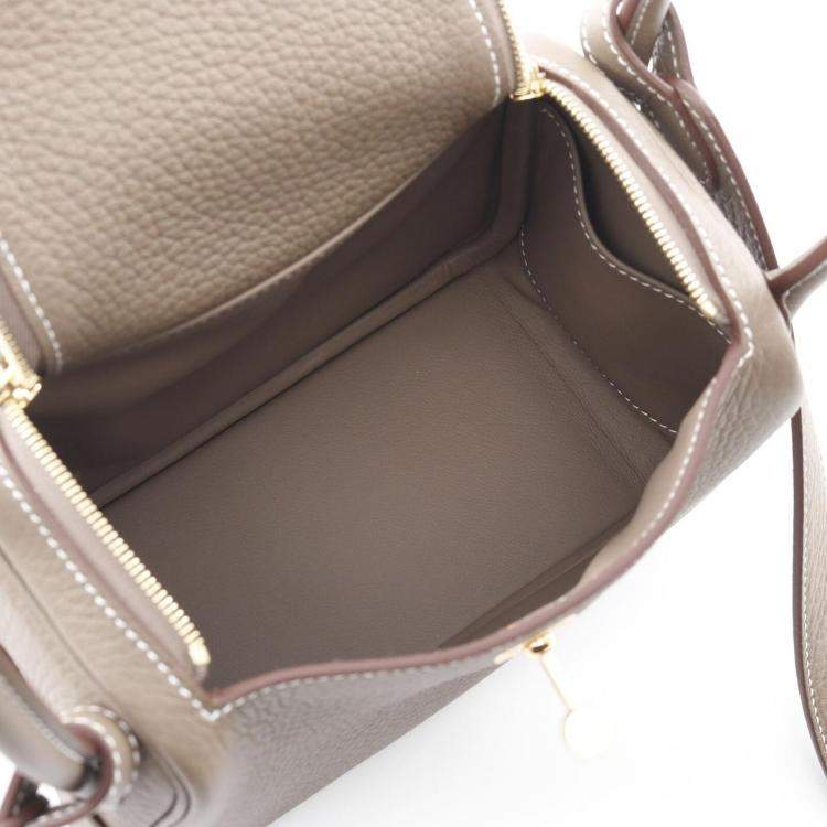 Pre Owned Hermes Etoupe Grey Taurillon Clemence Leather Lindy Mini Crossbody Bag