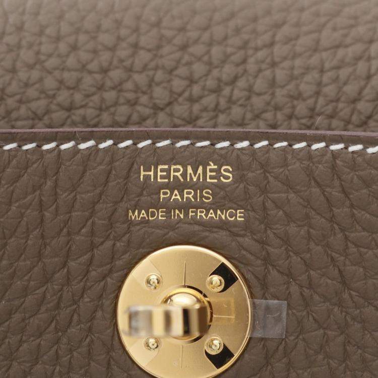 Pre Owned Hermes Etoupe Grey Taurillon Clemence Leather Lindy Mini Crossbody Bag