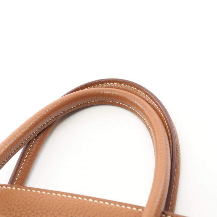 Pre Owned Hermes Gold Taurillon Clemence Leather Birkin 30 Handbag