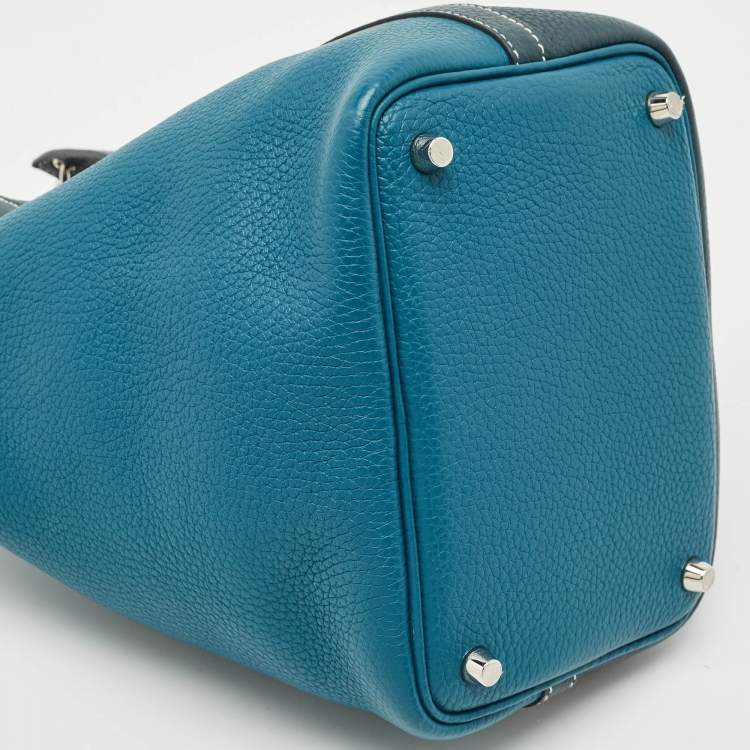 Pre Owned Hermès Vert Bosphore/Vert Cypress Taurillon Clemence Leather Picotin Lock 18 Bag