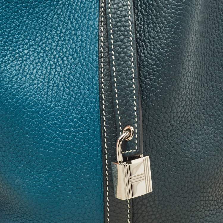 Pre Owned Hermès Vert Bosphore/Vert Cypress Taurillon Clemence Leather Picotin Lock 18 Bag