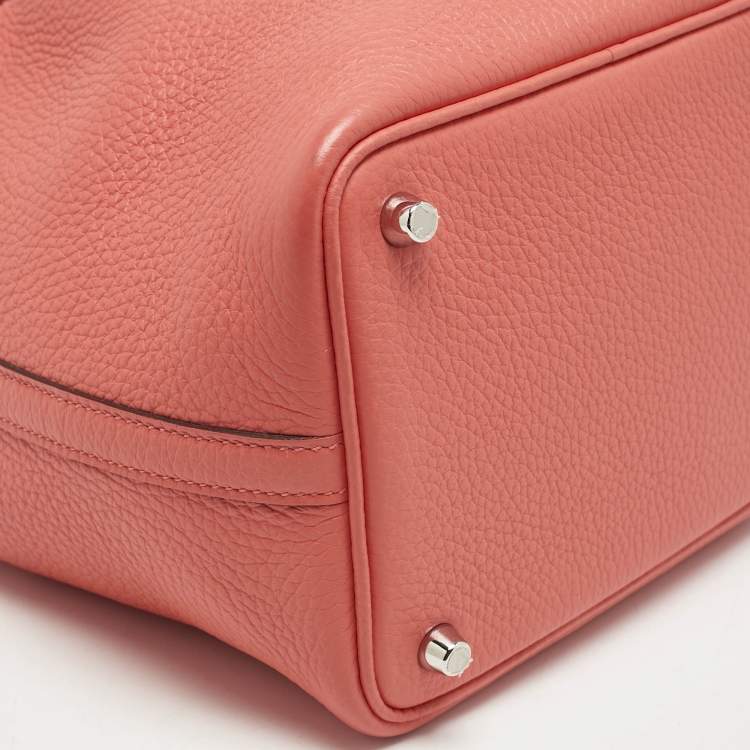 Pre Owned Hermès Rose Texas Ostrich and Taurillon Clemence Leather Picotin Lock 18 Bag