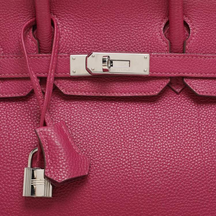 Pre Owned Hermes Tosca Togo Leather Palladium Finish Birkin 30 Bag