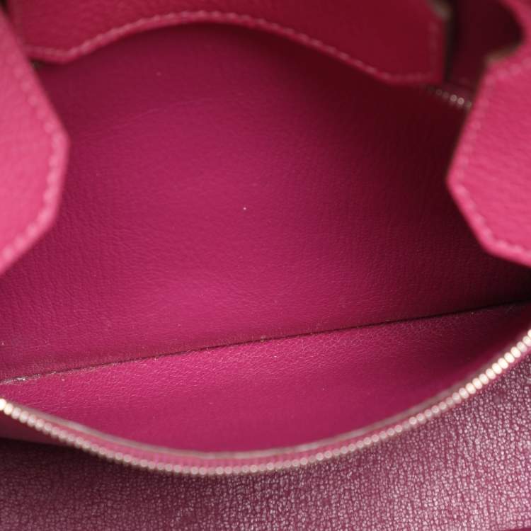 Pre Owned Hermes Tosca Togo Leather Palladium Finish Birkin 30 Bag