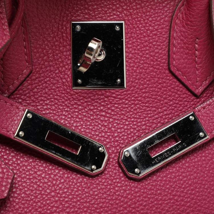 Pre Owned Hermes Tosca Togo Leather Palladium Finish Birkin 30 Bag