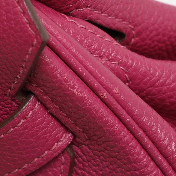 Pre Owned Hermes Tosca Togo Leather Palladium Finish Birkin 30 Bag